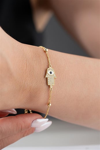 Hamsa Hand Bracelet • Evil Eye Protection Jewelry • Guardian Good Luck Charm • Symbolic Gift - Etsy