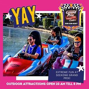 🔄💨 For those seeking a different kind of racing challenge, the slick track is where you want to be. Slide and drift through the turns on a specially designed track that will test your control and agility. Experience the thrill of high-speed racing as you compete against friends or family members in this action-packed attraction. | Seekonk Grand Prix
