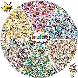 600pcs Mini Stickers, Small Stickers for Adults, Kids, Teens, Waterproof Vinyl Stickers for Water Bottles, Cute Kids Stickers Decals,0.8~1"