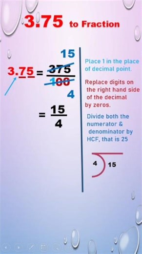 Convert 3.75 into a Fraction | Decimal to Fraction Conversion | #decimals #decimaltofraction