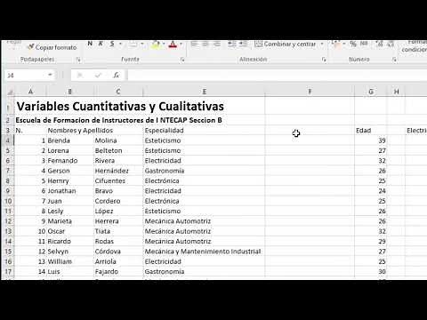 Variable cuantitativa y cualitativa en Excel