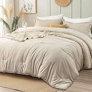 INFIIXSO Warm Sand Full/Queen Comforter Set - Boho Soft Lightweight Bedding Comforters & Sets 3 Pieces, Cationic Two-Color Effect Breathable Hotel Bed Set Quilt Blanket