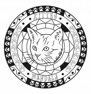 Mandala petite tête de chat - Mandalas sur le thème des Animaux