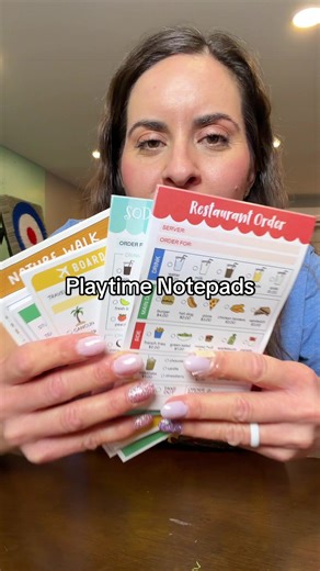 These playtime notepads are perfect for tapping into your kids imagination with pads for restaurants, doctors, school, etc! Great to add into their Easter baskets or if you homeschool! #easterbasketideas #screenfreeplay #kidstoys #kidspretendplay #kidsgames