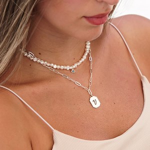 Personalized Paperclip Initial Necklace: Sterling Silver, Gold, Rose Gold - Etsy