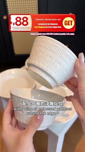 ✨🍽️ 告别破旧杂乱！高颜值浮雕陶瓷碗盘，瞬间提升用餐仪式感！