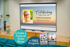 Beach Sunset Funeral Powerpoint Template   FREE Funeral Program, Memorial Slideshow Template, Celebration of Life Powerpoint Display 0002 - Etsy