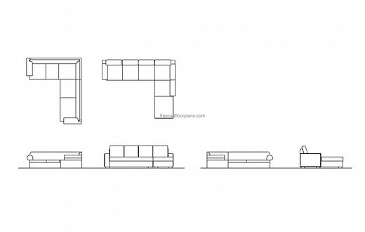 L-Shaped Couch - Free CAD Drawings