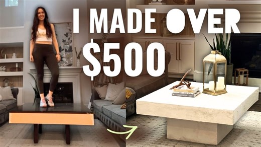 Profitable coffee table makeover DIY with stunning concrete finish