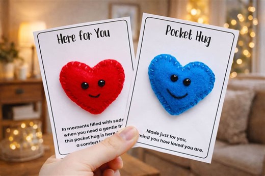 Pocket Hug Felt Heart - DIY Craft with Poems & Free Printables
