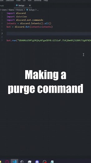 Making a puege command #code #programming #vsc #visualstudio #tutorial #tutorial #howto #cmd #pythonprogram #discord #skid #github #coding #program #dc #antiskid #tut #help #helping