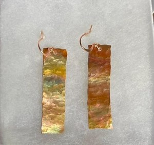 Handmade Rectangular Hammered Copper Earrings – Long Flame-patina Dangle Jewelry - Etsy