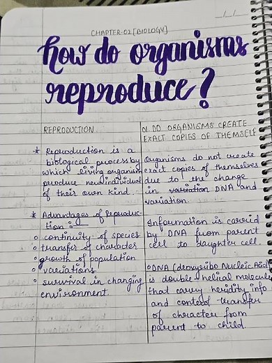 Class 10 Biology Chapter 7 Notes | How Do Organisms Reproduce?🎀🫀|Part 1 #edit #biology #study #exam