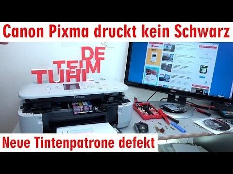 Canon Pixma druckt kein Schwarz mehr trotz voller Patrone | PGBK neue Patrone defekt - [4K]