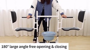 Patient Lift Transfer Chair for Elderly and Disabled Patient Lift Chairs 180°Split Seat with Portable Potty & Seat Cushion,Adjustable Hydraulic Lifting Height,330.7lbs (Black)