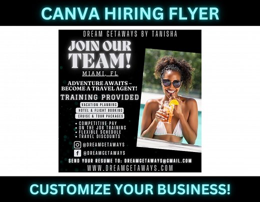 We Are Hiring Flyer DIY Canva Template, Editable Now Hiring Instagram Post, Social Media Templates for Business, Travel Agents Job Flyers - Etsy