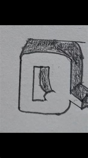 sketchy 3D letter Q simple 🔥# #trending #drawing #subscribe #shorts