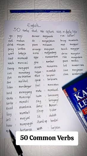 50 kata kerja dalam bahasa Inggris beserta artinya dan cara bacanya | Siti Indriyani