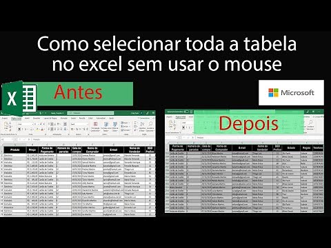Como selecionar toda tabela no Excel pelo teclado sem o uso do mouse.