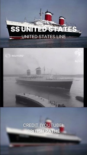 SS United States blows her Horn as she arrives from her Maiden Voyage (1952)