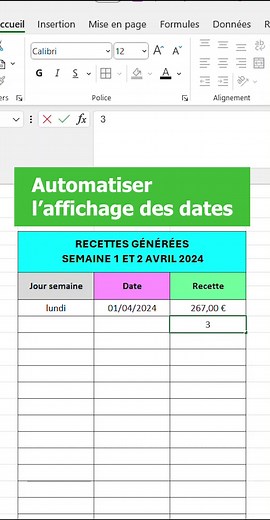 Automatiser l'affichage des dates dans Excel