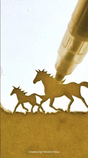 馬の親子の影絵の作り方 #art #影絵 #paperart #切り絵 #howto #diy #ハンドメイド