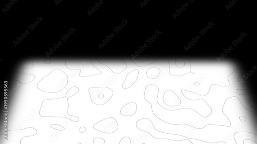 Dynamic topographic contour map animation for background, white lines moving on black screen, 4K high-resolution map pattern for technology, geography and architectural design projects