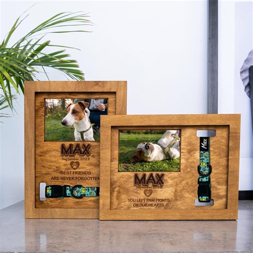 Personalized Pet Memorial Collar Holder, Pet Collar Frame, Personalized Dog Memorial Gifts, Dog Memorial Wood Frame, Collar Holder Memorial - Etsy