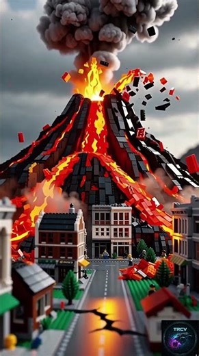 ULTIMATE SMASH! GIANT LEGO Volcano Erupting on City! 🌋 #lego