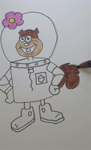 Drawing Sandy Cheeks 🐿️ | SpongeBob SquarePants Fan Art #Shorts