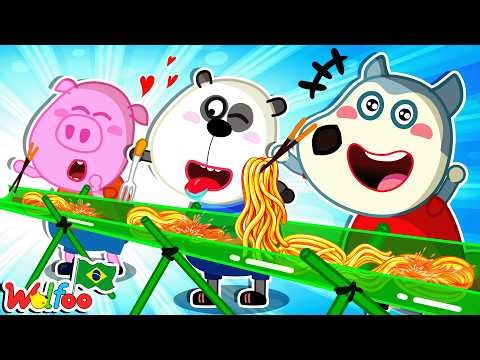 Noodle Tower?! 🍝✨ Wolfoo learns to eat the right way | Good Manners | Wolfoo in Portuguese