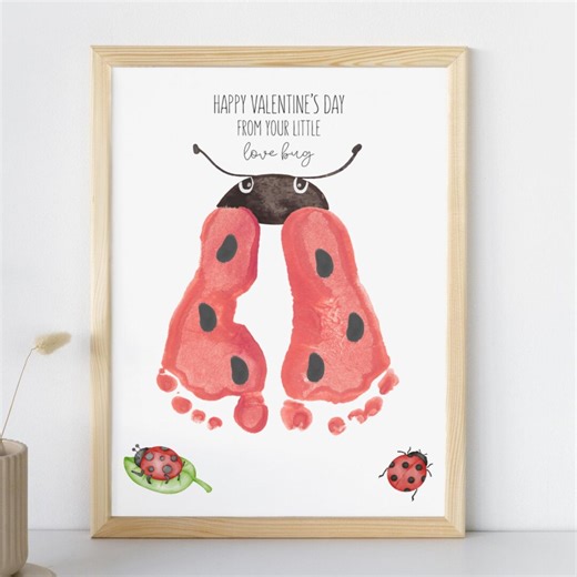 Love Bug Footprint Craft, Valentine's Day Lady Bug Handprint Keepsake Art - Etsy