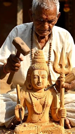 😱 70 Saal Ke Buzurg Ne Banayi Lord Shiva Ki Lakdi Ki Murti | Real Talent 🔥 #shorts