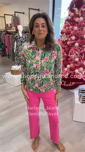 A new Jean style for you to fall in love with- and of course we had to introduce it in hot pink first! Say hello to the Harleen Jeans! We love it paired with the Eleni Pullover. (Wearing 6 in jeans and S pullover) | Pink and Red