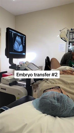 In case you’re wondering how lovely it is to get knocked up.. ivf style 😅 Dr is eye level with my bits, bladder is so full I’m just trying to focus on not peeing, legs strapped down, four other people in the room, then my hubby doesn’t zoom in until after the embryo transfer is done 🙂 #ttc #ivf #failedivf #embryotransfer #infertilityjourney