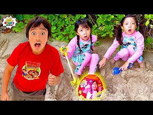 Treasure Hunting on the Beach with Ryan's World - Videos For Kids