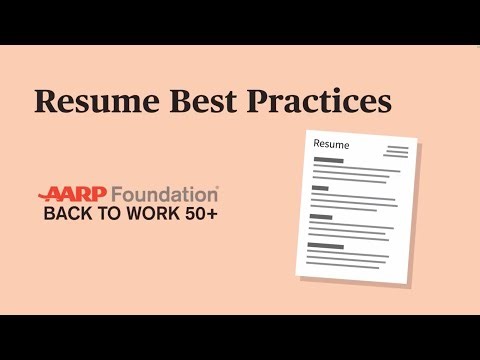 AARP Foundation: BACK TO WORK 50+ - Résumé Best Practices