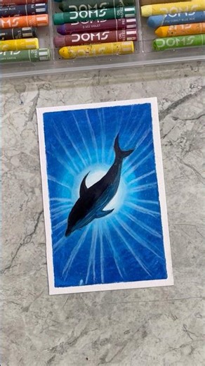 Easy Underwater Dolphin Drawing 🌊🐬 | Oil Pastel Art Tutorial for Beginners