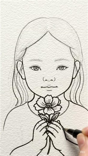 ✨a girl 🌷with a flower 🌺||sketch drawing||#girl #shortvideo