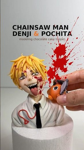 Chainsaw Man Cake Topper | Denji & Pochita in Modeling Chocolate |체인소맨 #making