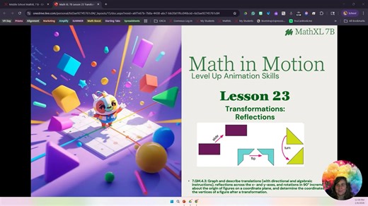 Math XL 7B Lesson 23 Transformations Reflections