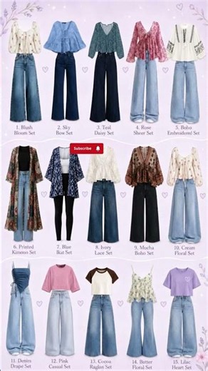15 Boho & Floral Wide-Leg Jeans Outfit Ideas | Cute Casual Denim Styling Inspiration ✨ #shorts