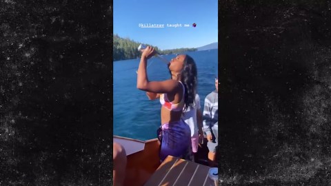 Patrick Mahomes & Travis Kelce Boat Party In Lake Tahoe, GFs Twerk & Chug Beer!