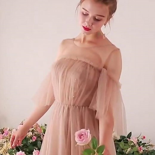 Elegant Champagne See-through Bridesmaid Dresses 2019