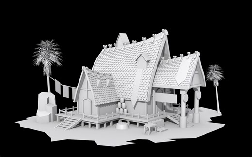 【3dmax建模】适合新手学习的部落建筑场景建模教学，零基础布线讲解，3dmax新手建模案例教程