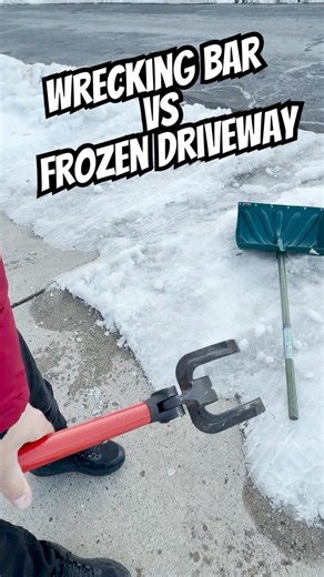 I used a wrecking bar to break the frozen snow covered my driveway