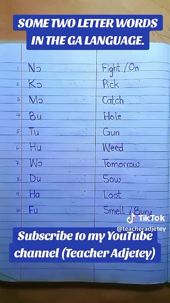 Explore Two-Letter Words in the Ga Language