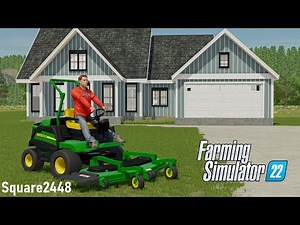 Lawn Care At NEW House! (John Deere Mower) | FS22 Landscaping