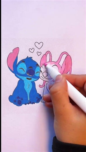 Stitch & Angel Love Transformation! 💙💖✨ #coloring #art #stitch