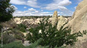 Goreme, Turkey - 27th of June 2022: 4K Green view on the Goreme Open Air Museum Stock Video
